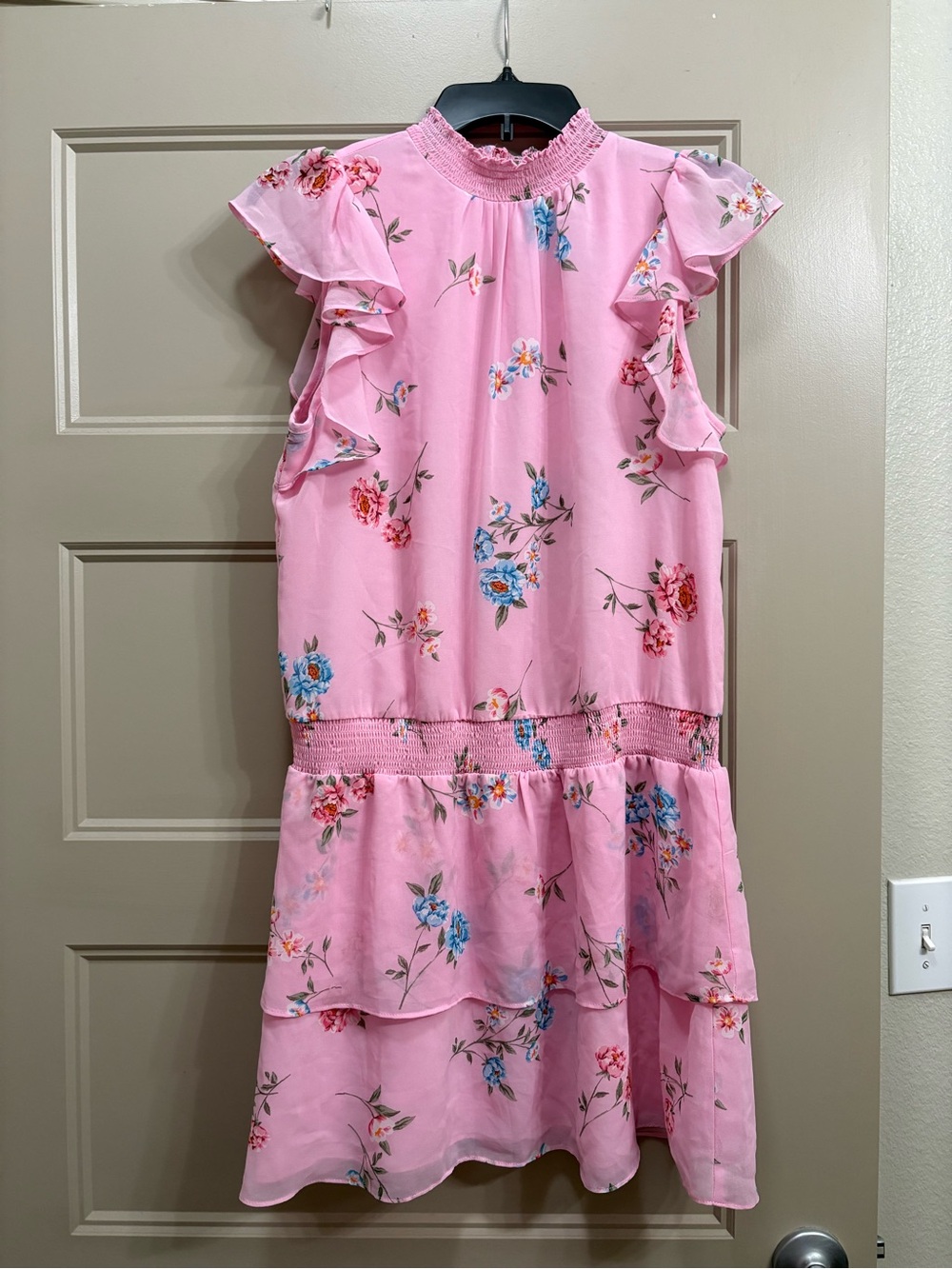 Women’s Pink Floral Ruffle Dress